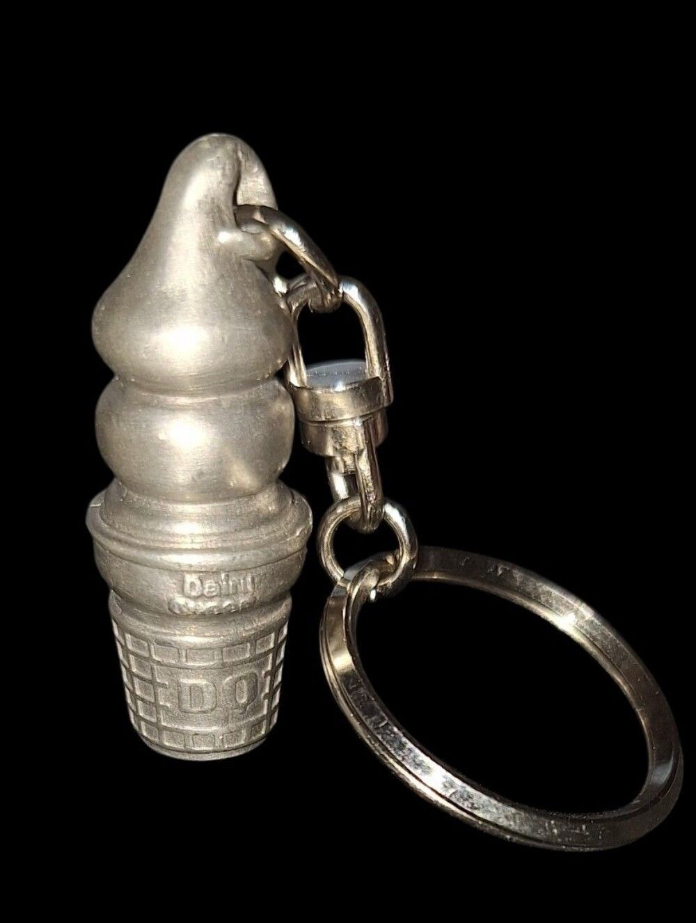 Dairy Queen Pewter Ice Cream Cone Keychain Vintage 90's